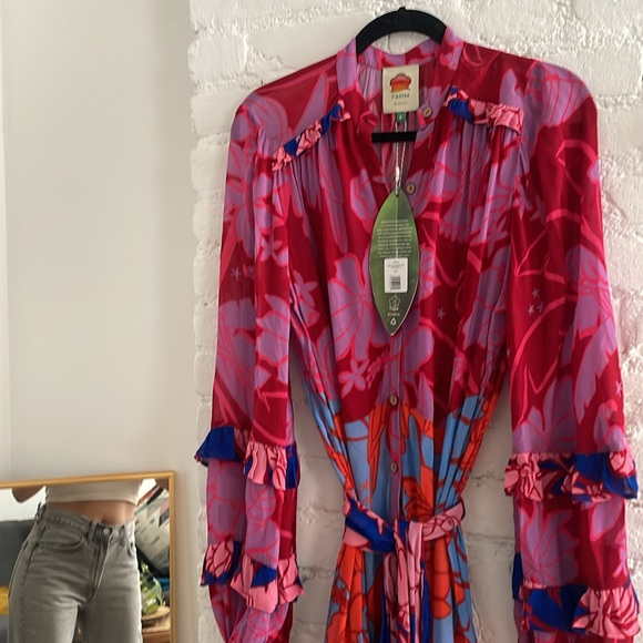 Farm Rio mixed living maxi tiered printed dress fit S /M 👇 - Picture 8 of 8